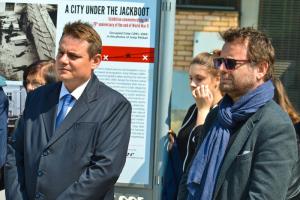 Župan mag. Marko Diaci in avtor razstave dr. Tone Kregar